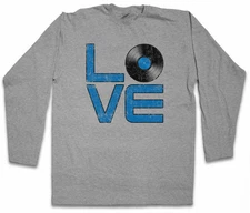 VINYL LOVE  LONG SLEEVE T-SHIRT Club Disco Music Phonograph turntable DJ MC