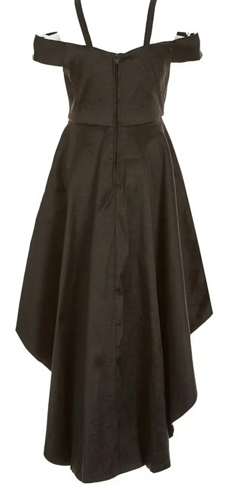 Elegante Vestido de Tafetán Hombro Frío Hi-Lo Fantasiful Ediciones Grandes para Niña Rara-16 Foto 3 de 4