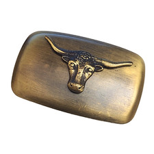 Western Longhorn Belt Buckle Cowboy Cowgirl Vintage 80s Chambers USA Steer
