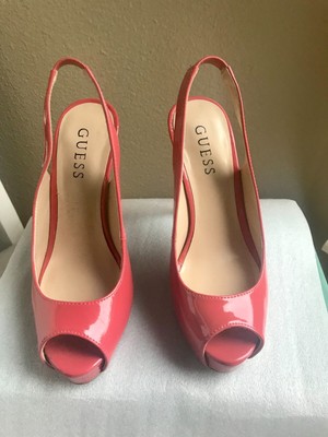 guess red peep toe heels