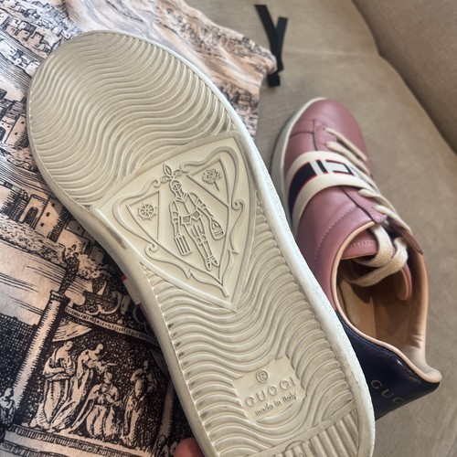 Zapatillas bajas Gucci de cuero rosa Ace Gucci a rayas talla 38 - Imagen 11 de 11