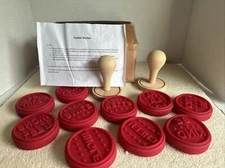ED On Air By QVC Cookie Stamps W/ 2 Wooden Handles And 10 Silicone Stamps NIB