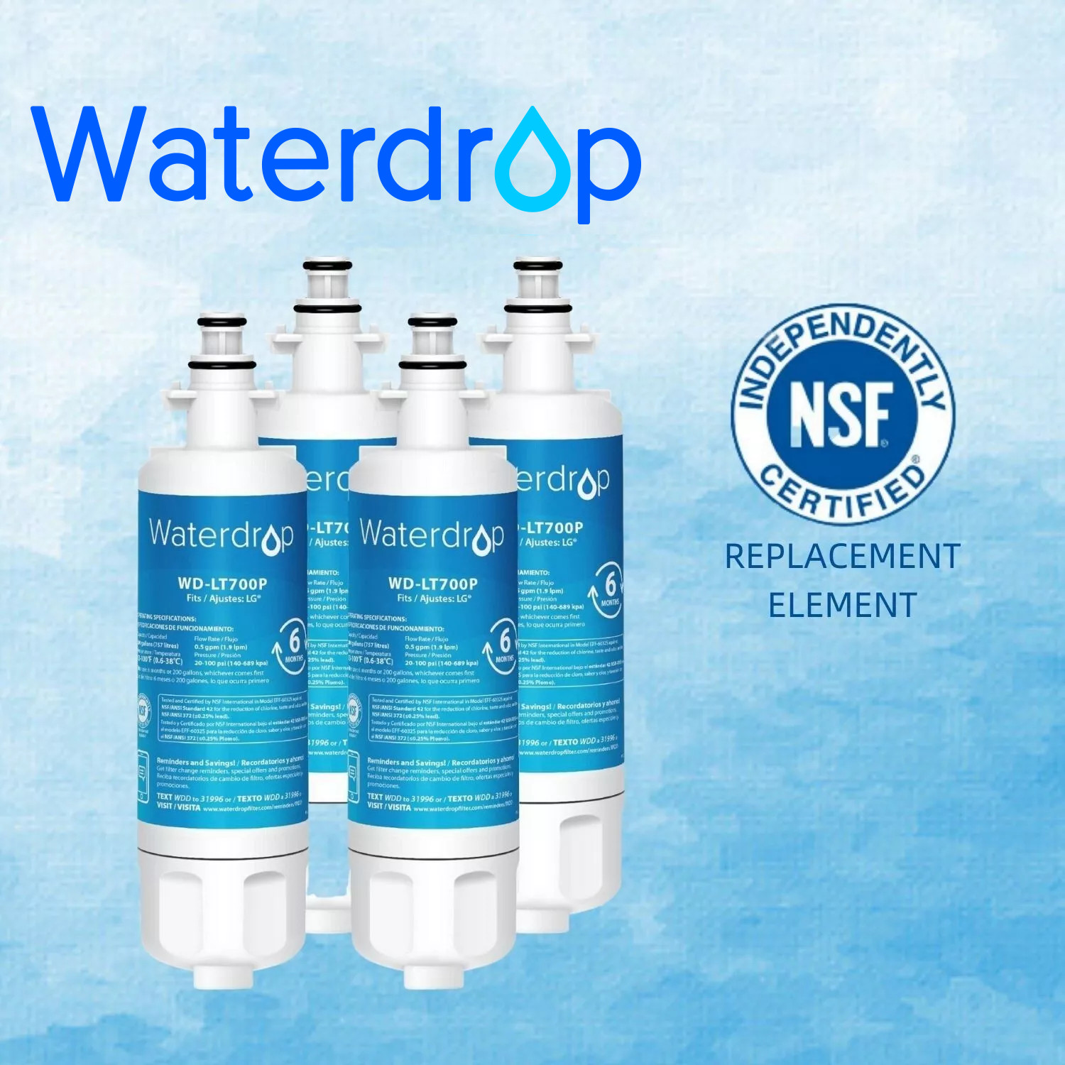 Waterdrop Refrigerator Water Filter, Replacement for LG&reg; LT