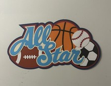 All Star Sports Scrapbook Title Die Cut Handmade Paper Pierced