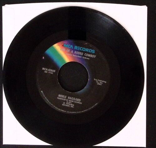 MERLE HAGGARD LIFE OF A RODEO COWBOY/I'M ALWAYS ON AMOUNTAIN WHVINYL 45 VG 37-36 - Picture 2 of 2