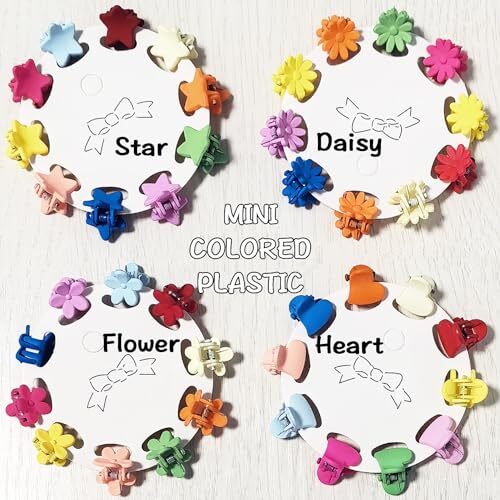 80Pcs Mini Heart Hair Clips Small Flower Claws for Girls Women, Cute Star Tiny - Picture 7 of 7