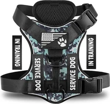 Service Dog Harness, Reflective Dog Vest Harness with 5 PCS Patches, Adjustab...