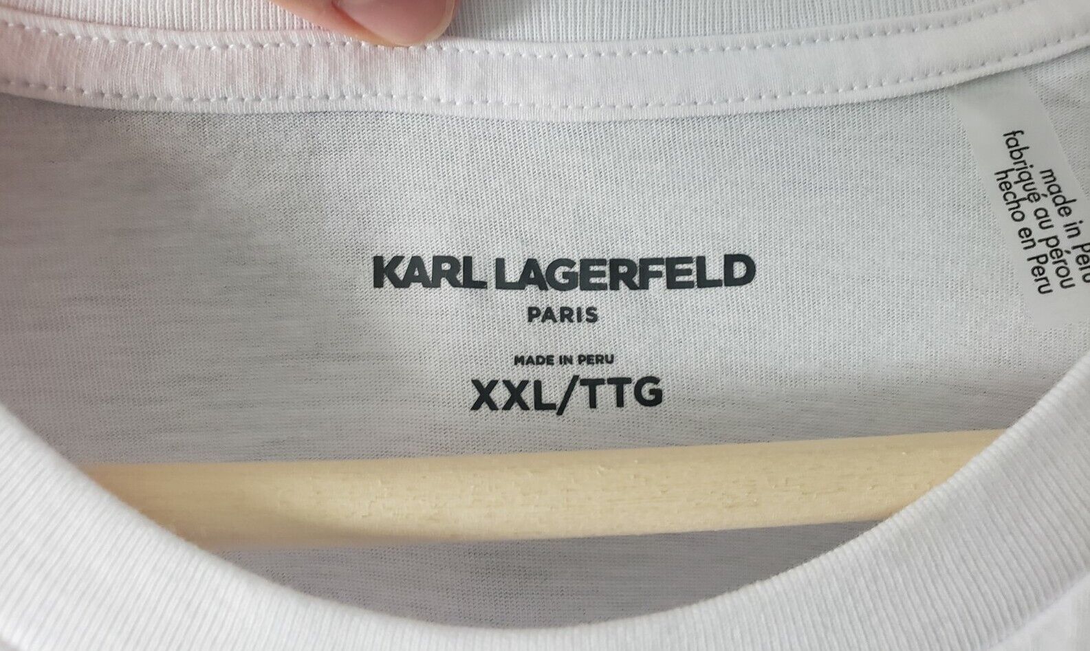 Karl Lagerfeld Paris Men's Flat Head Karl & Choupette White Cotton T Shirt  XXL
