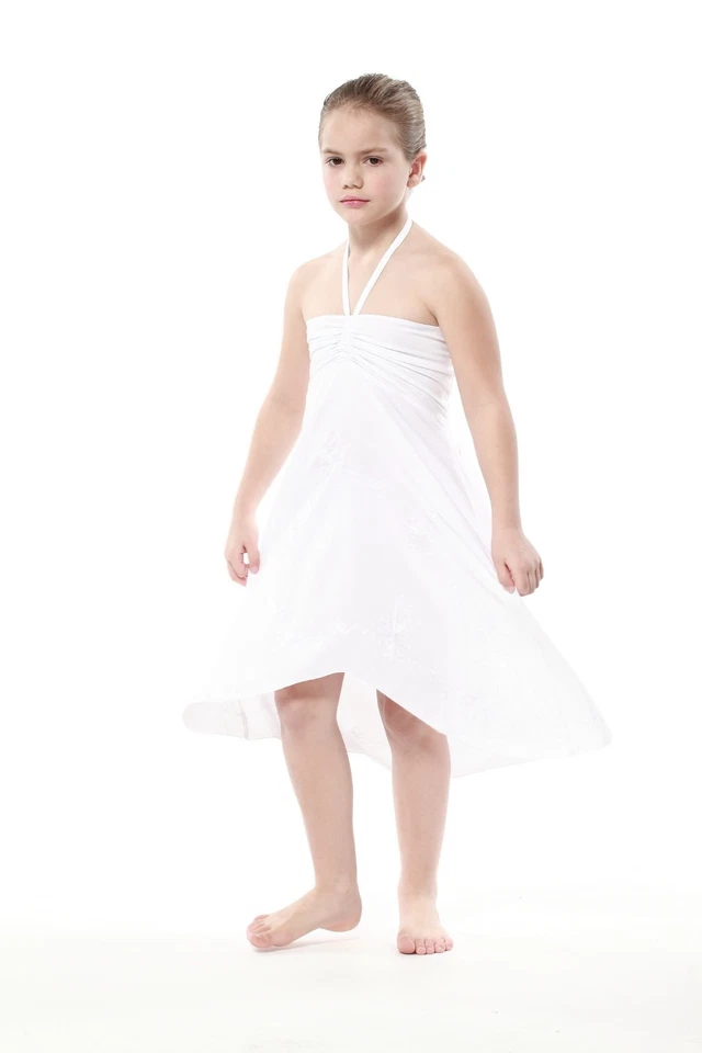 Aloha бабочка платье девочка пляж гавайский круиз Luau свадьбы цветок белый бусина - Изображение 3 из 4