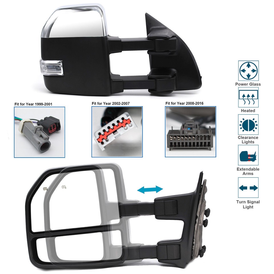 Left Side Power Towing Mirror With Turn Signal For 2017-2020 Ford F250 F350 F450 – Black