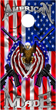 American Flag Eagle Made 2 Guns LAMINATED Cornhole Wrap Bag Toss Skin Decal