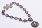 Turkish Handmade Jewelry Round Sapphire Stone Boom 925 Sterling Silver Necklace