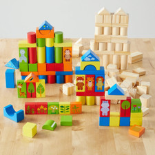 Wooden Animal Blocks with Shape Sorting Lid Children Developmental Toy 150 Piece