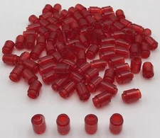Lego 100 New Trans-Red Bricks Round 1 x 1 Stud Open Stud Building Blocks Pieces