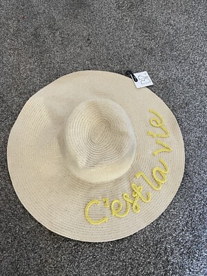 NWT Nordstrom Fedora Straw Hat Floppy Wide Brim Women display picture 3