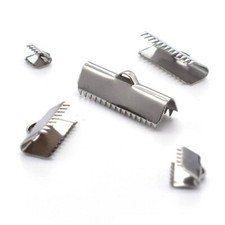 100pc Stainless Steel Shiny Blank Crimp Ribbon End Bead Tips Clasp Cord Flat DIY