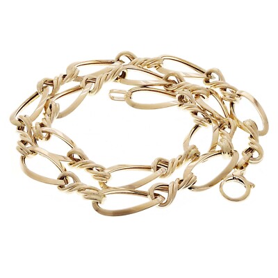 Italian 14k Yellow Gold Hollow Oval Twisted Link Necklace Available in 17.5''-24''