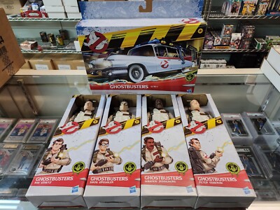 NEW Ghostbusters Classic 1984 Style 4-12'' Action Figures + Ecto-1 Model 2021 MIB