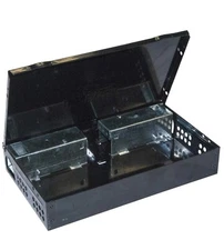 (TWO) JT Eaton Repeater Low Profile Multi Catch Mouse Trap Solid Steel Lid Black