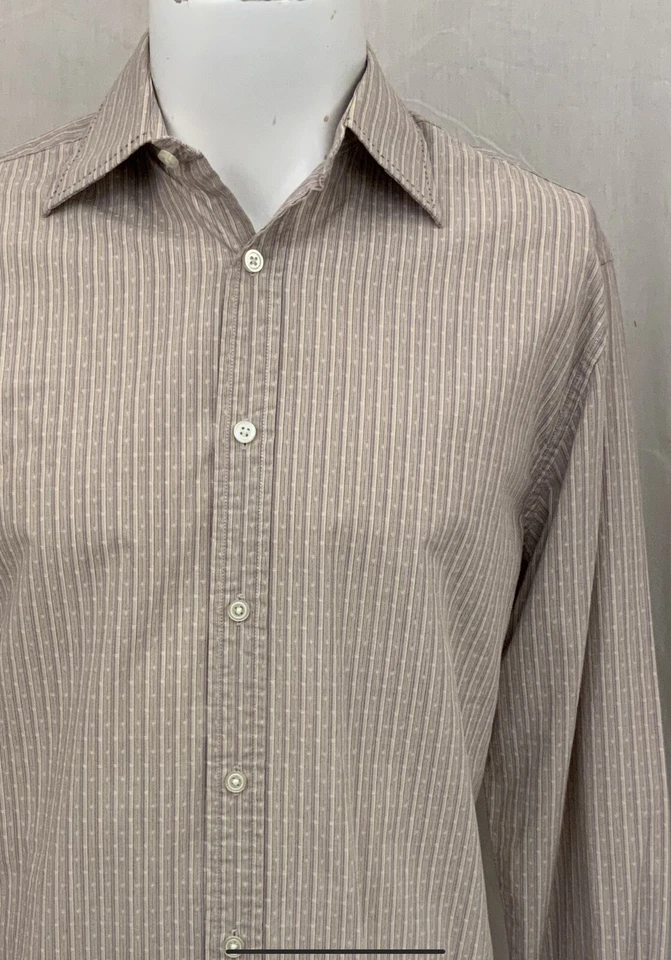 Camisa Joseph Abboud S Rayas Púrpura 100% Algodón Hecha Hong Kong YGI N2-360 Foto 3 de 4