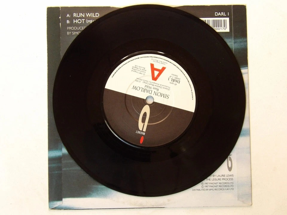 Simon Darlow:   Run Wild  Near Mint  UK   1987   7" - Image 3 of 4