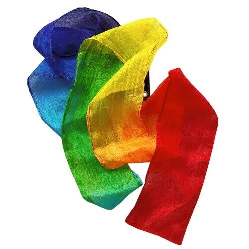 3pcs/lot 3M Belly Dance Props Twirling Rod Stick Hand Dye Gradient Color Ribbon - Picture 12 of 18