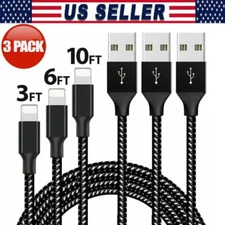 3 Pack Fast Charger Cable Heavy Duty For iPhone 13 12 11 X XR 8 7 Charging Cord