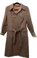 Dannimac Trench Coat Jacket Vintage 70s Brown Belt Dinner Lady Size 10 12