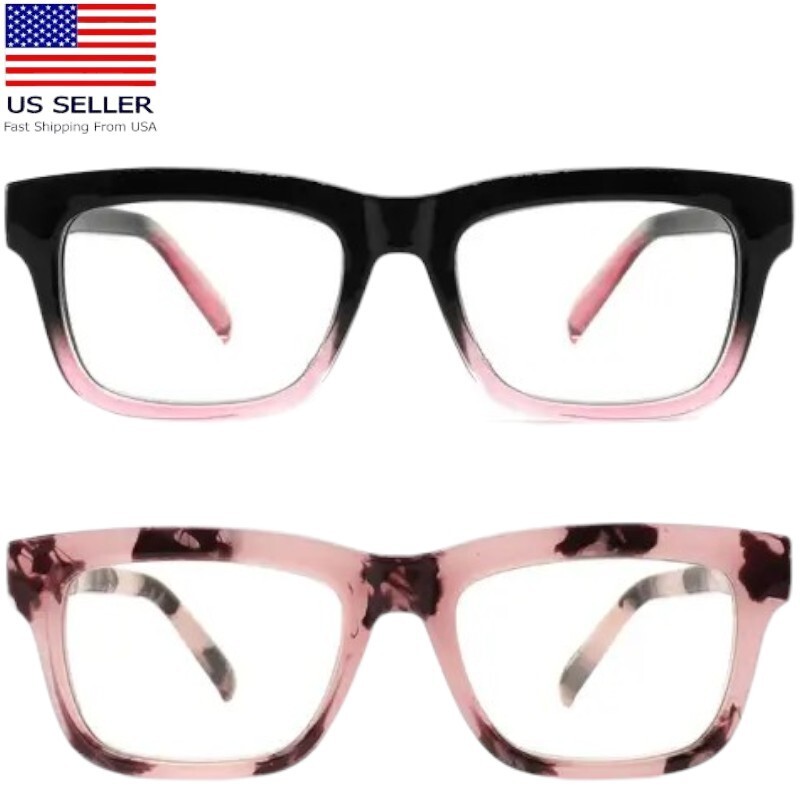 Blue Light Blocking Square Reading Glasses for Women, 2-Piece Set, Strength +3.50, Stylish & Protective-image