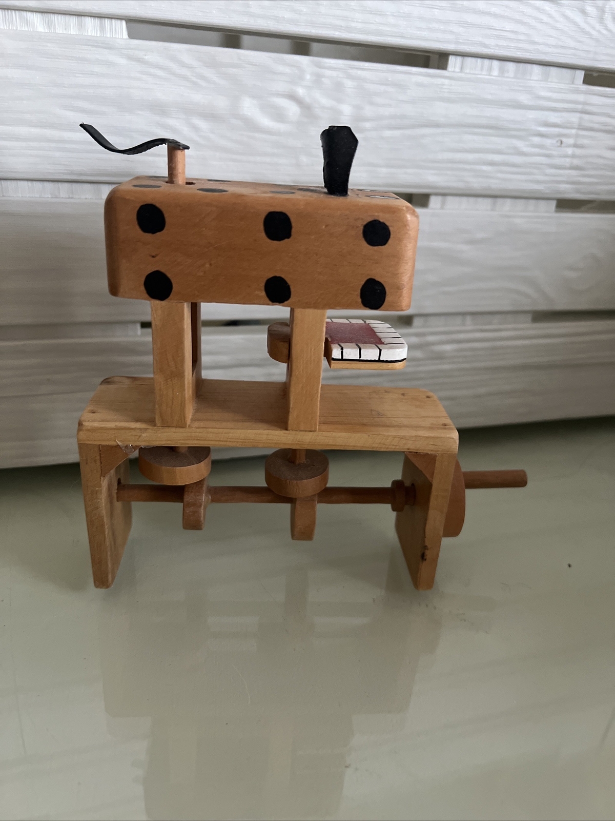 Vintage Wooden Automaton Mechanical Toy Dog eBay