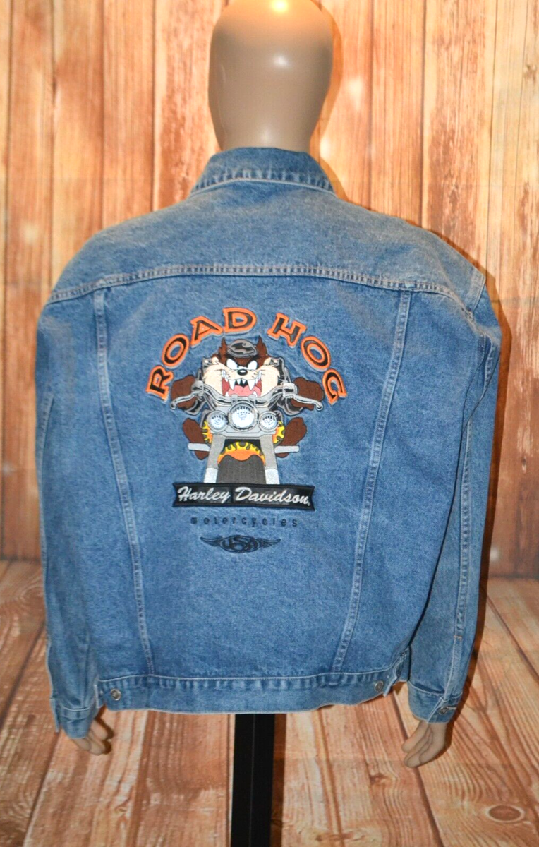 Harley Davidson Men Warner Brothers Embellished Taz Biker Denim