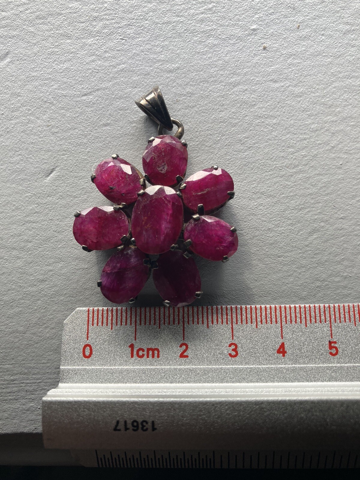 Vintage 925 Sterling Silver Ruby Gemstone Flower … - image 2