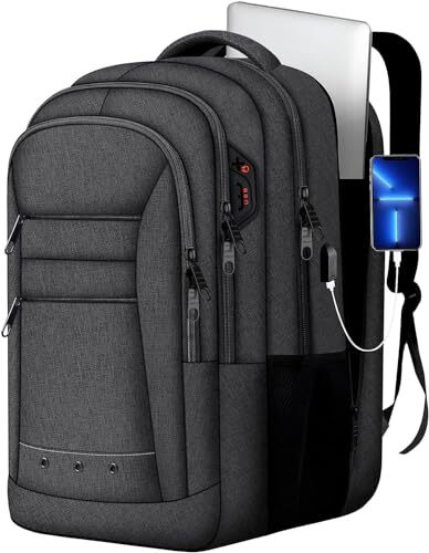 Extra Large 17-Inch Black Travel Backpack for Men – Heavy Duty & Spacious