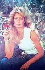 Original Vintage Farrah Fawcett With Rose Iron On Transfer Charlie s Angels TV