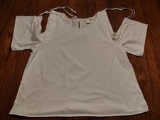 H&M Blouse Top Womens Large White Shoulder Cu...