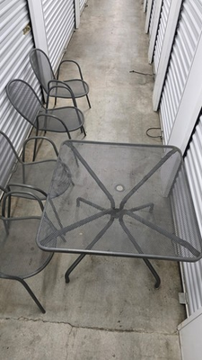 #ad #ad Gray Metal Five Piece Patio Furniture Set with Square Table and 4 Chairs $78.00