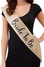 Bride To Be Sash Gold Glitter Hen Party Bridal Shower Accessory