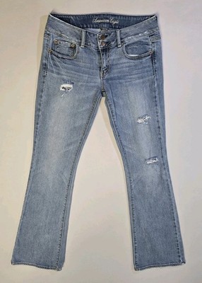 American Eagle Artist Jeans Womens 6 Reg. Boot Cut Low Rise Distressed 30x32 