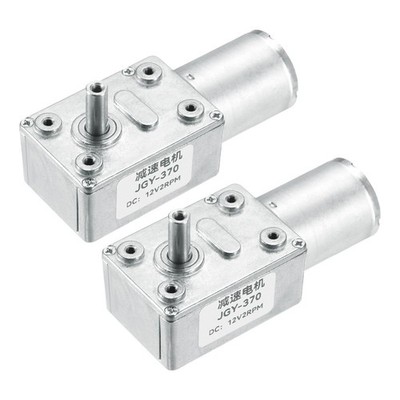 2 PCS DC 12V 2RPM Reversible Worm Gear Motor 6mm D Shaft High Torque Reduction