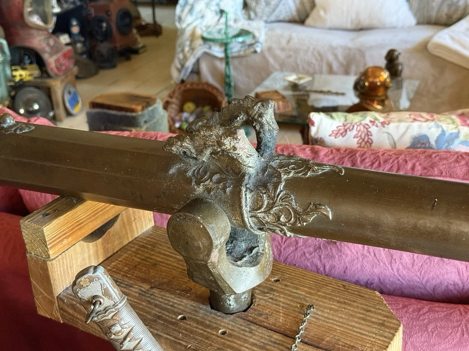 Antiguo cañón Lantaka de bronce del siglo XVIII indonesio 50" Foto 4 de 4