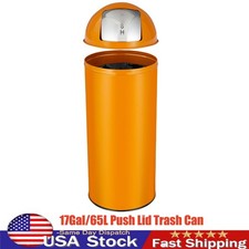 17Gal/65L Push Lid Commercial Trash Can Stainless Steel for Kitchen Waste Bin