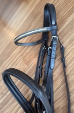 Padded Full Size Bridle Black With Brass Clincher Browband