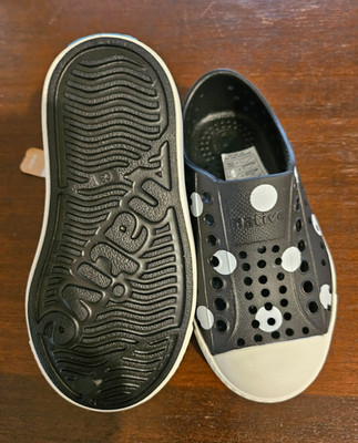 Native Kids Jefferson Print Shoes Jiffy Black White Polka Dots Size C8