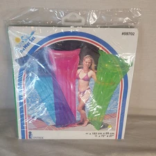 Vtg INTEX Wet Set 1999 Swim Pool Air Mat Float 72 x 27 Green Transparent 59702