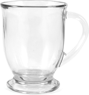 Clear Glass Cafe Coffee Mug w/ Curved Handle & Flared Lip (16oz) | eBay