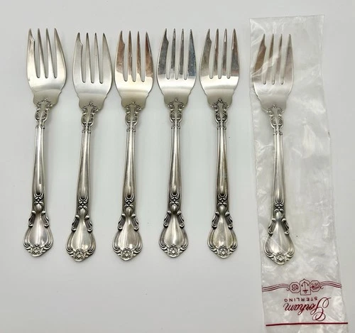 Lot Of 6 Vintage Gorham Chantilly Sterling Silver Salad Fork, 6.5” .925, 1 New