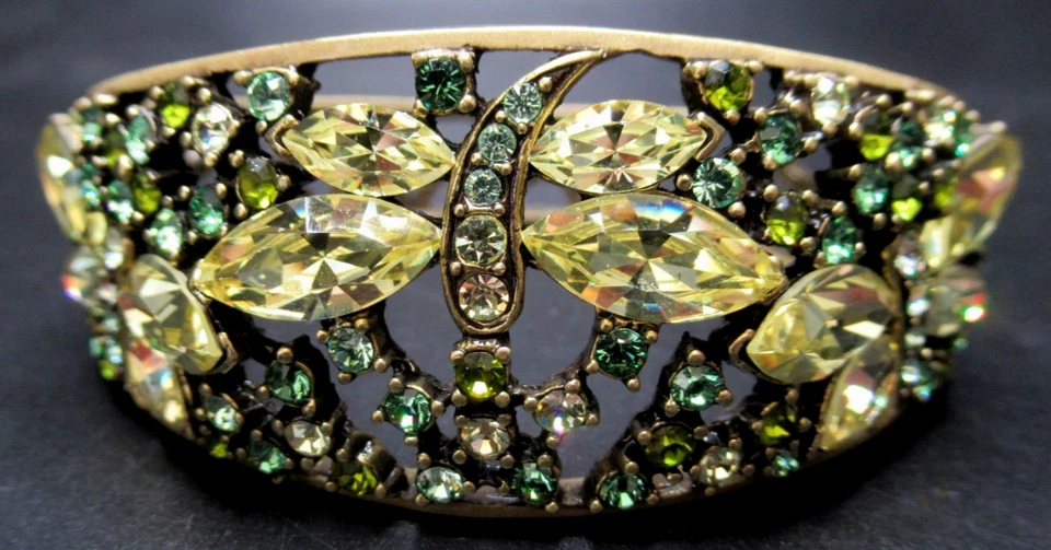 HEIDI DAUS Yellow & Green Rhinestone Butterflies Hinged Bracelet - Image 3 of 4