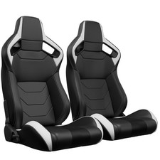 Racing Bucket Seats Pair Black Pvc Leather Reclinable Adjustable For Acura Racing Bucket Seats Pair Black Pvc Leather Reclinable Adjustable For Acura