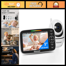 720P Video Baby Monitor with Camera  Audio - 5" Screen, Night Vision, 48H Batte