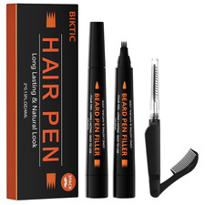3-Pack Beard Pencil Filler for Men Black , Four-Fork Tip Beard Styling Pen, Wat